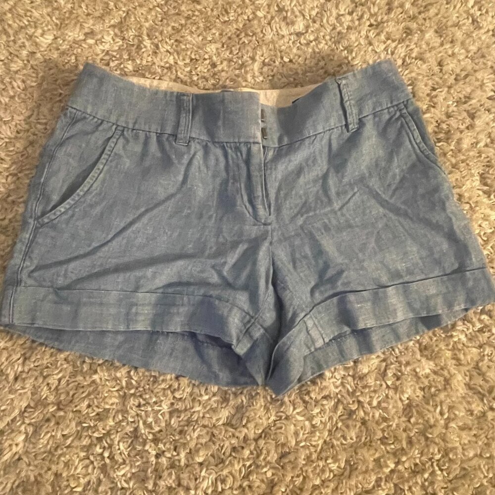 LOFT Blue Chambray Linen Blend Shorts Size 00